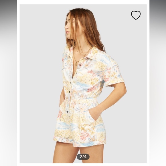 Billabong x Wrangler Cali Sun Button Down Short Sleeve Romper Jumpsuit - Picture 1 of 13